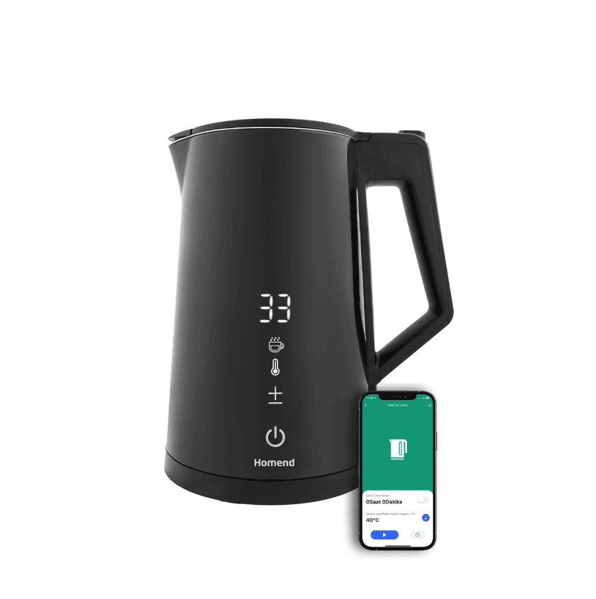 Homend Smart Heatrow 1616H Dokunmatik, Çift Duvarlı, Paslanmaz Çelik, Sessiz Cool Touch, XL Su Isıtıcı Wi-Fi ile kontrol